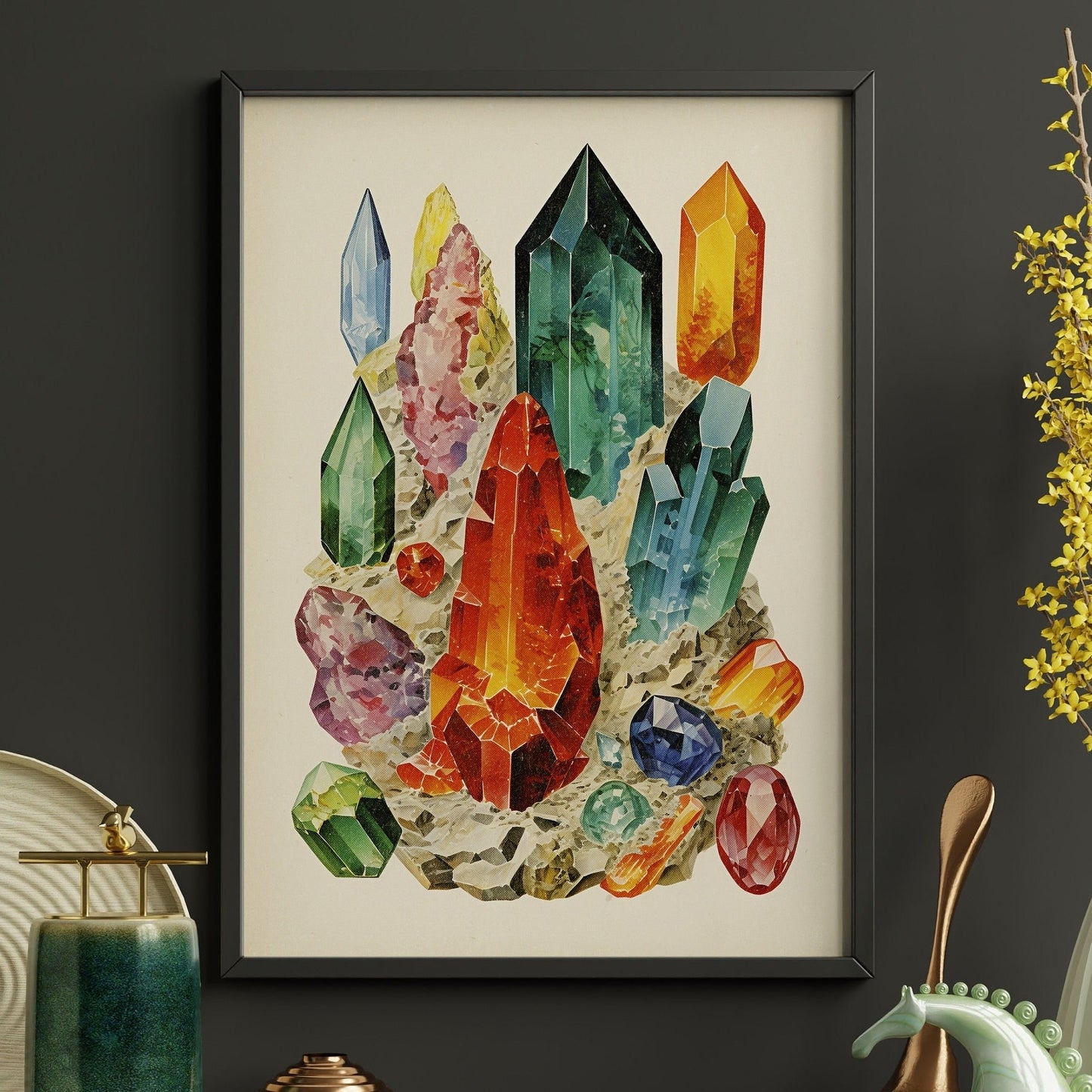 Crystal Print | Mineralogy Poster | Meditation Spaces | Unique Decor | Large Geology Wall Art