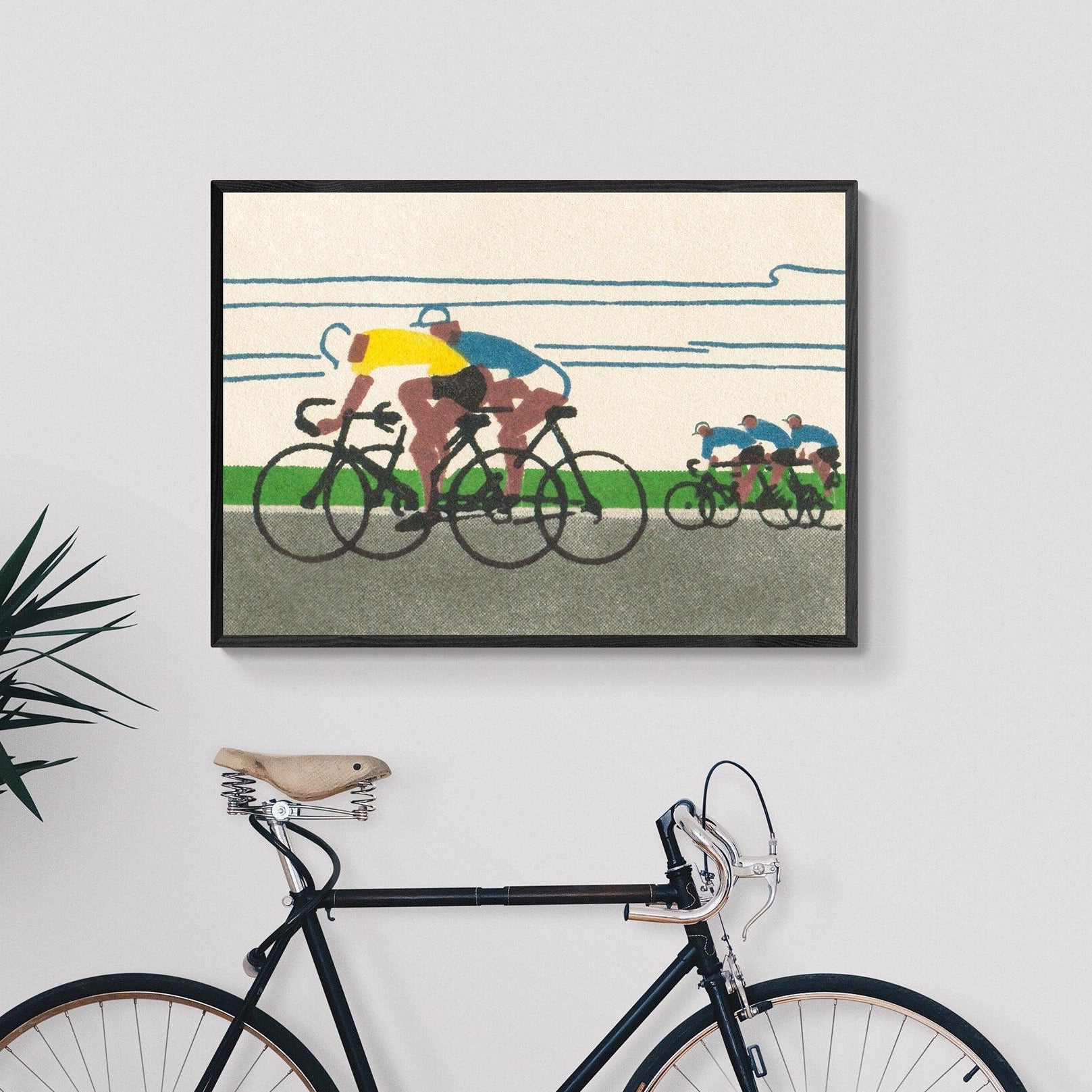 Cycling Art Print | Tour de France | | Bicycle Poster | Gift for Cyclist | Large Sports Wall Art | Yellow Jersey Poster