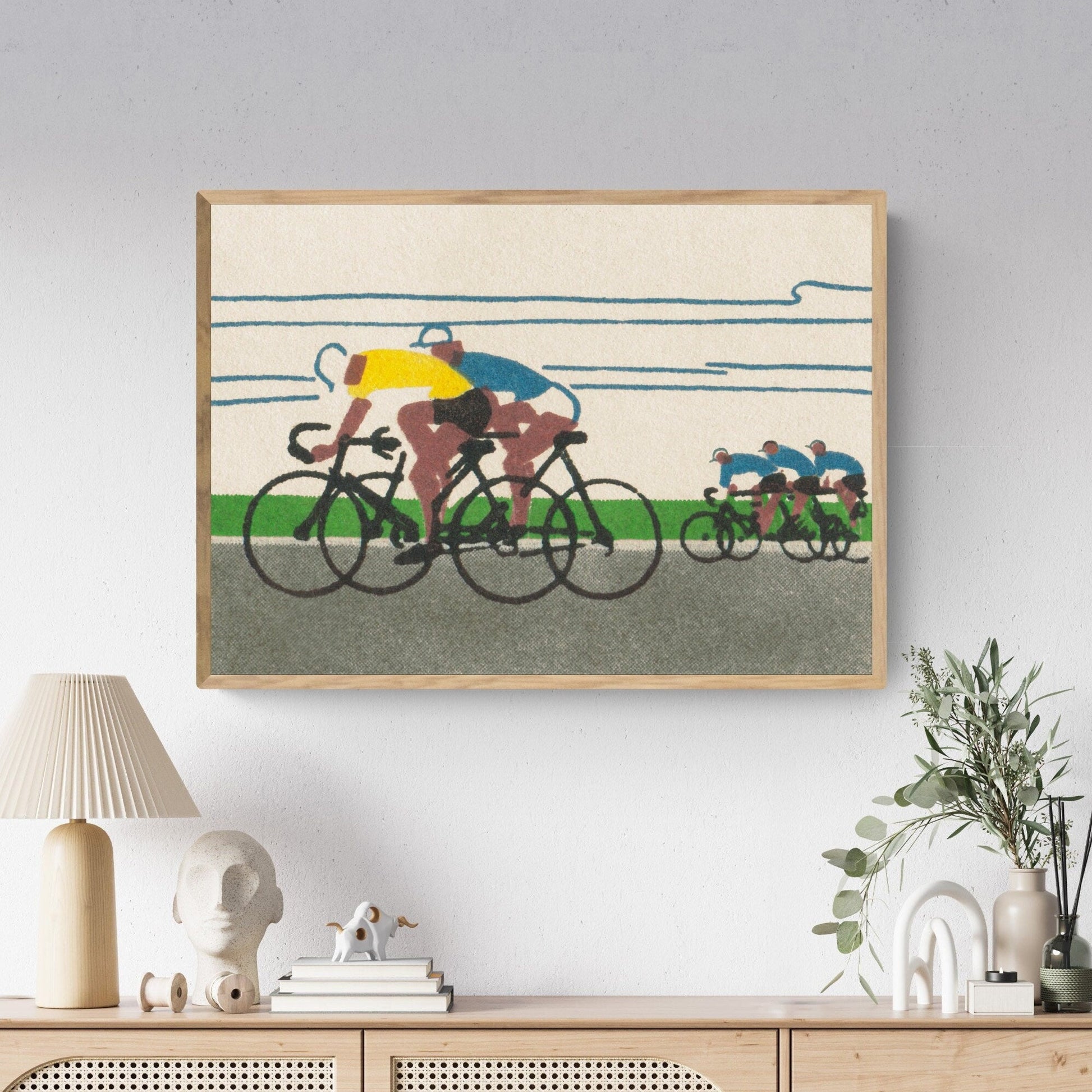 Cycling Art Print | Tour de France | | Bicycle Poster | Gift for Cyclist | Large Sports Wall Art | Yellow Jersey Poster